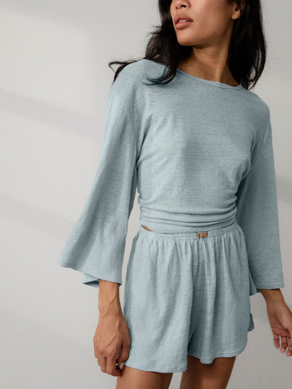 Lunya Linen Knit Side Slit Short Size MSiesta Blue / M